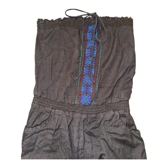 American Eagle Outfitters Charcoal Strapless Jumpsuit - Picture 3 of 5